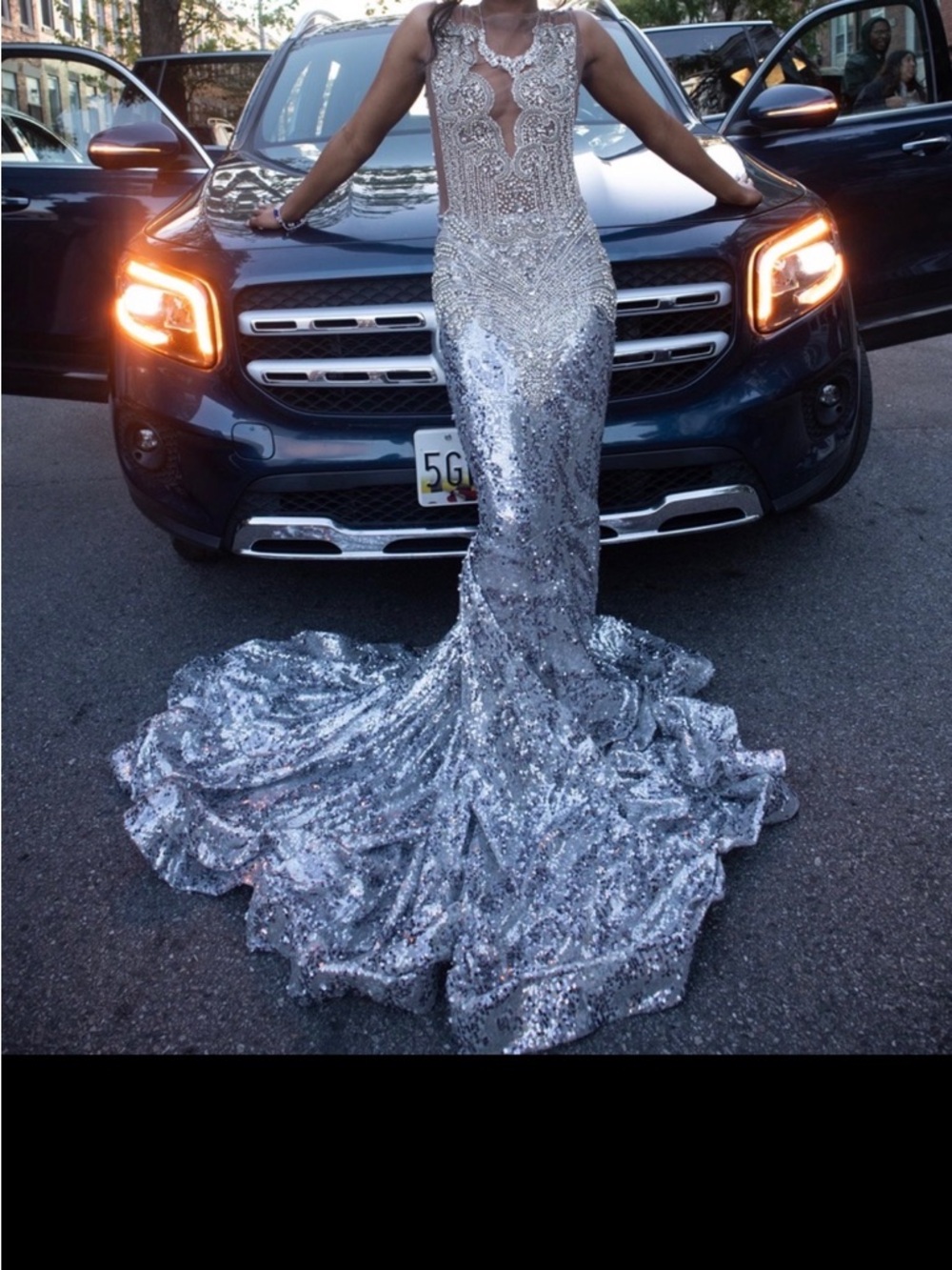 Silver Sequin Mermaid Gown - Dramatic Sparkle